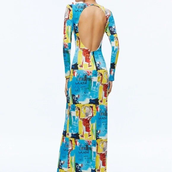 NWT ALICE + OLIVIA A+O X BASQUIAT DELORA MAXI DRESS - size 6 - Picture 6 of 13